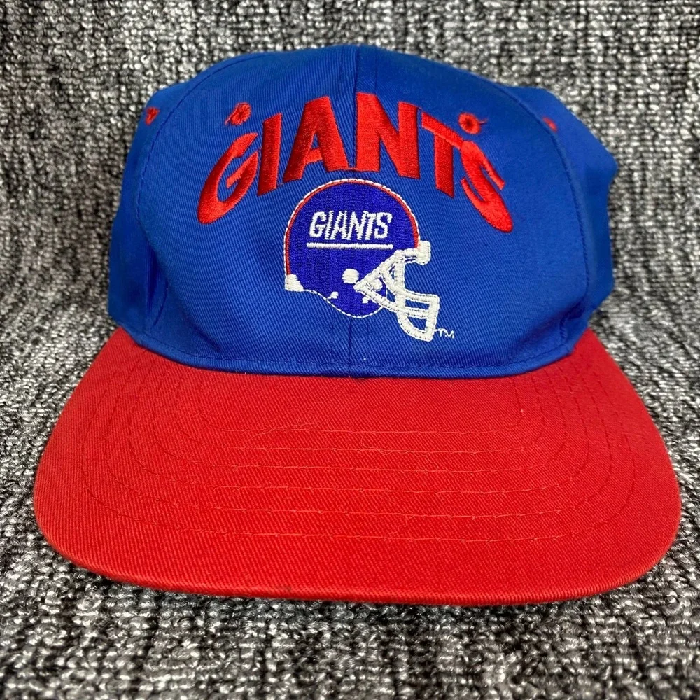 Vtg Drew Pearson New York Giants Snapback Hat Cap Blue Red Helmet NFL Youth